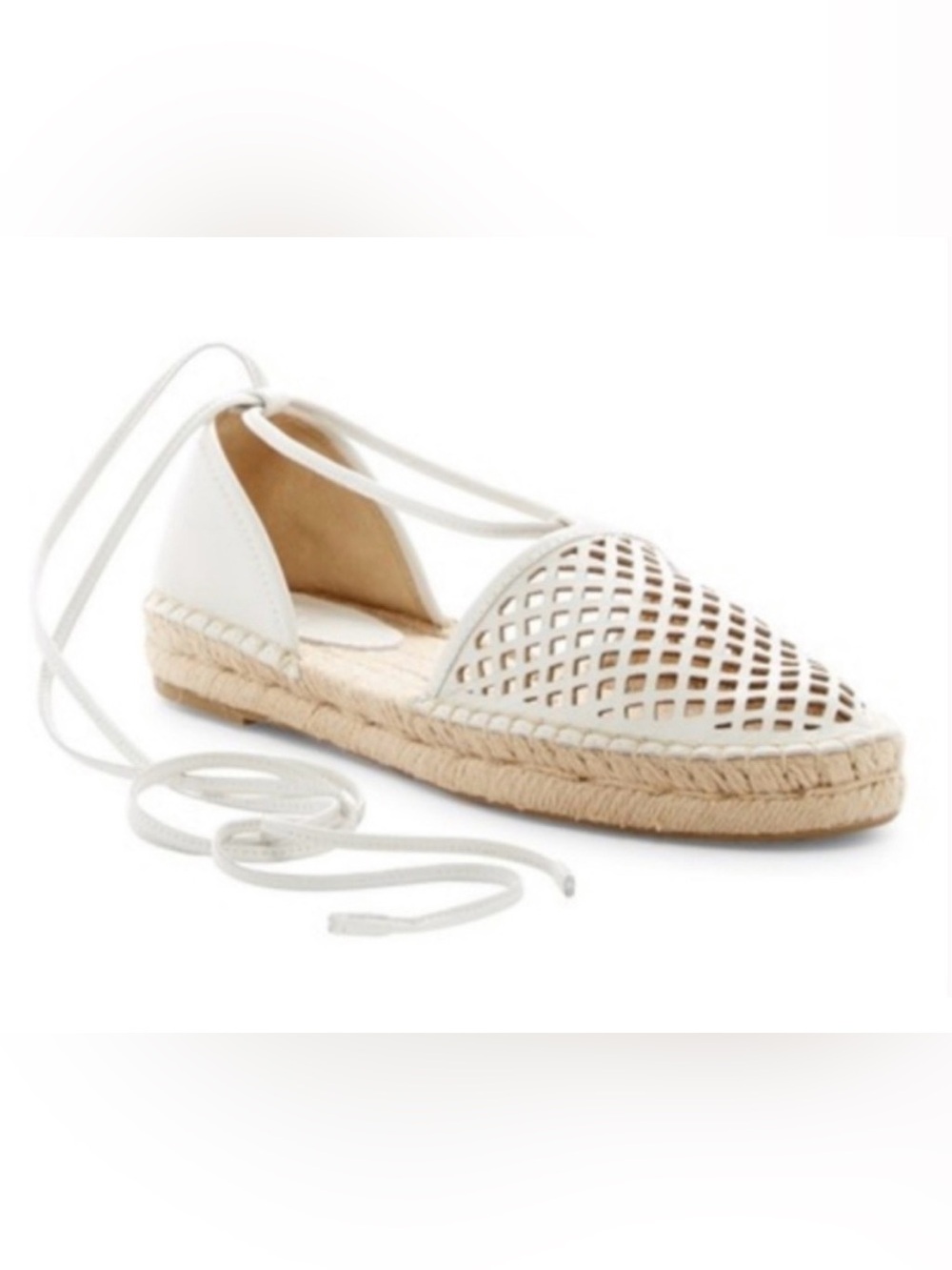 FRYE Leo Perforated Ankle Wrap Leather Espadrilles size 9M minimalist summer